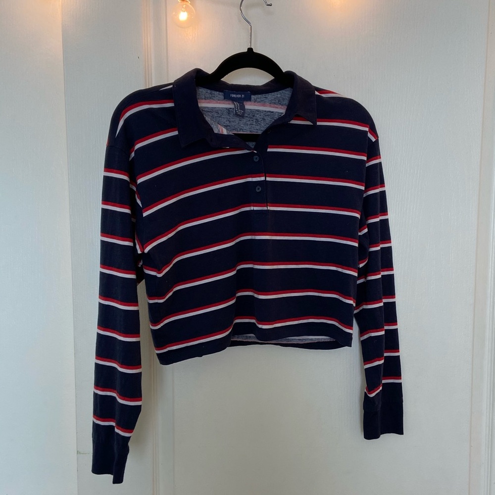 Forever 21 striped long sleeve with collar - Picture 3 of 3
